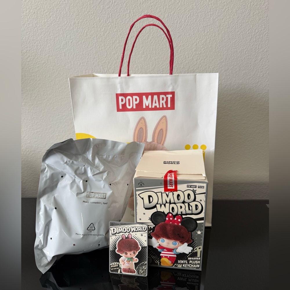 Authentic Popmart Dimoo World Vinyl Plush Keychain - Chip and Dale